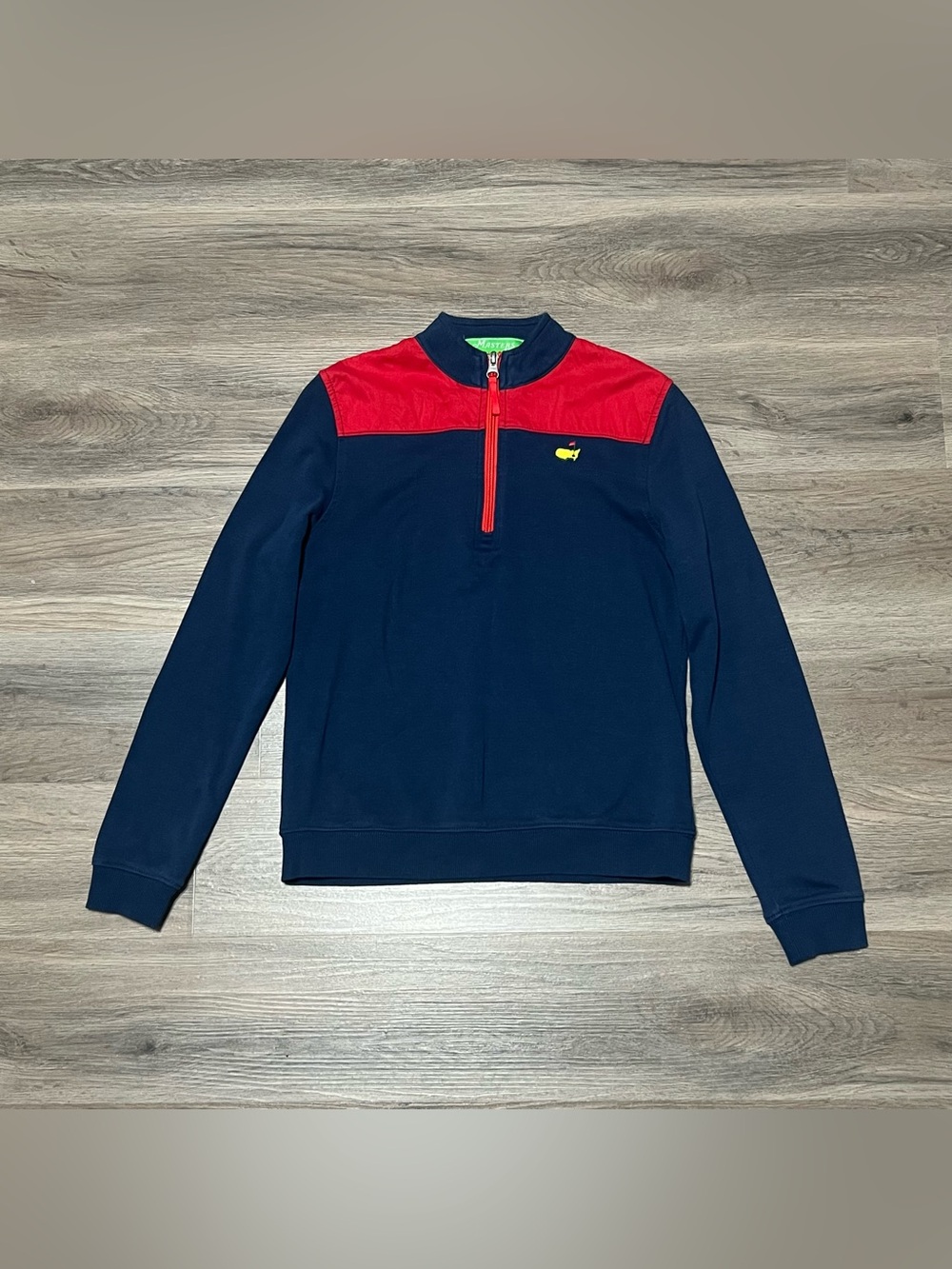 Masters Kids Medium (8-10) Pullover 1/4 Zip Red Blue Logo Augusta National Golf